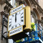 The new clock at Cardiff Central Market